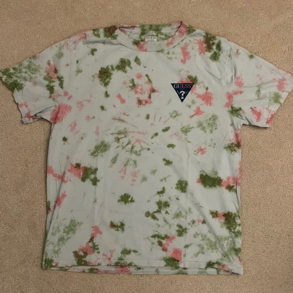 Pink and Green Tie Dye Guess Shirt